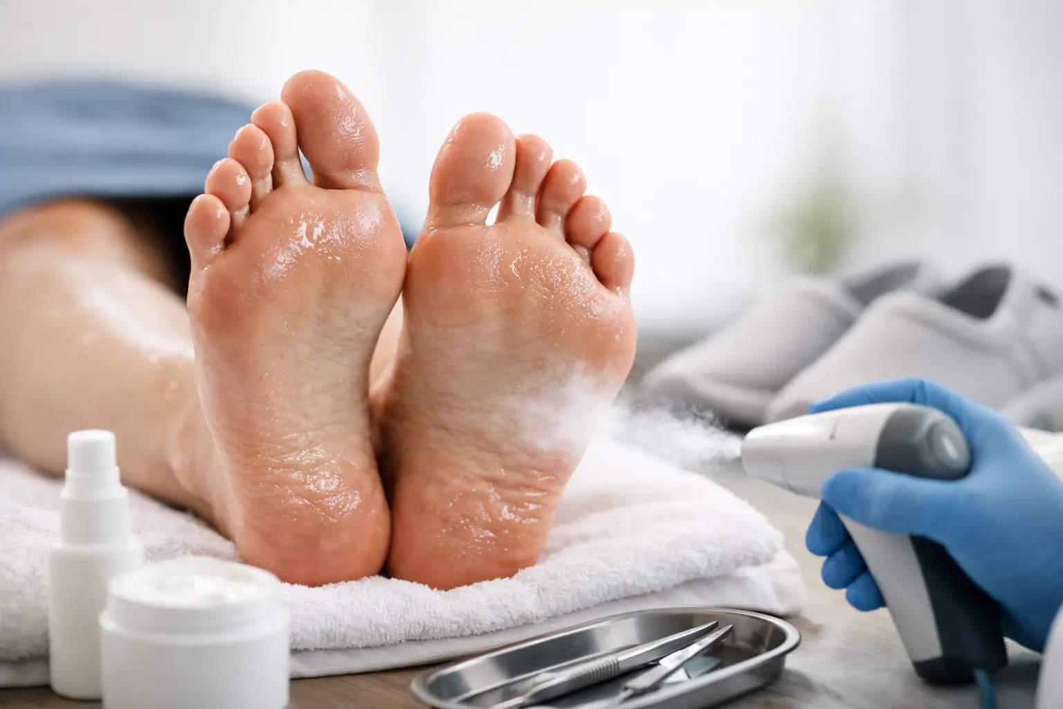 Tratamento para suor excessivo nos pés — hiperidrose plantar